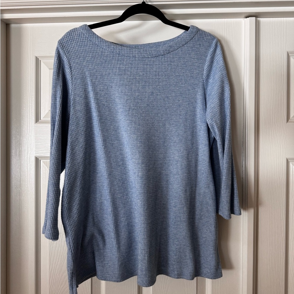 Women's Blue Waffle Knit Top